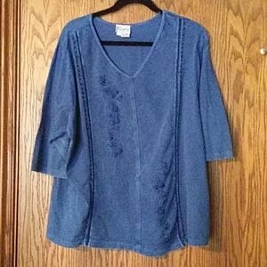 Women's Rochelle V Neck 3/4 Sleeve Top